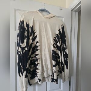 Tie-Dye Hoodie in Black and Cream